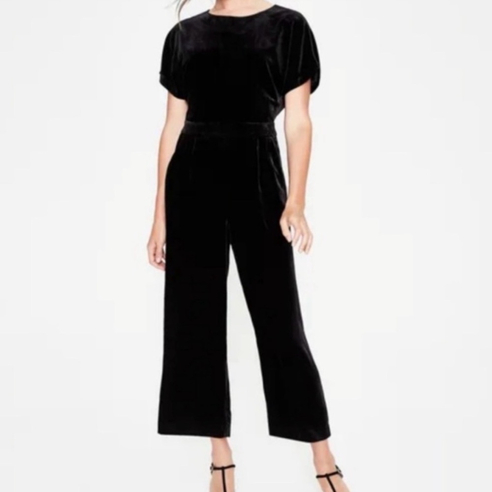 Boden Black Velvet and Silk‎ Aston Jumpsuit Size 6R